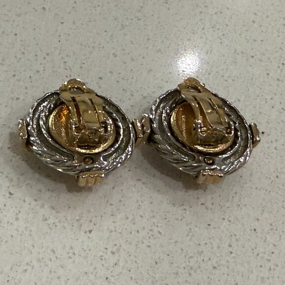 Chunky Clip On Earrings with Glass Stone - Picture 4 of 6